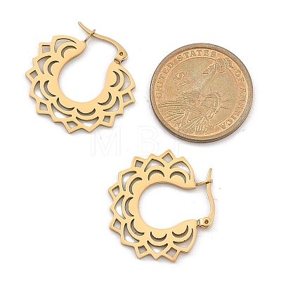 304 Stainless Steel Flower Stud Earrings for Women EJEW-Q009-03B-G-1