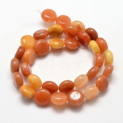 Flat Round Natural Yellow Jade Beads Strands G-P104-01-1