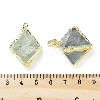 Rack Plating Brass & Natural Fluorite Pendants G-K338-14LG-1