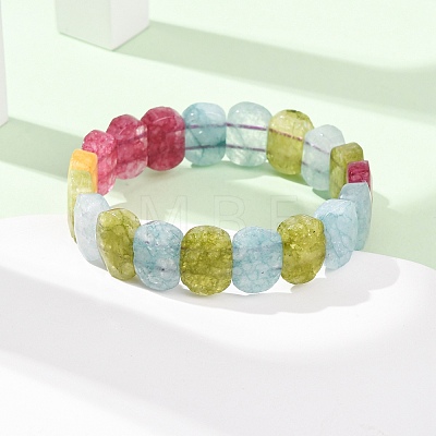 Dyed Natural White Jade Beaded Stretch Bracelets for Unisex G-K303-01K-04-1