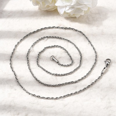 2MM Unisex 304 Stainless Steel Rope Chain Necklaces NJEW-P395-16P-1