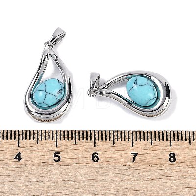 Synthetic Turquoise Teardrop Pendants KK-U043-39P-02-1