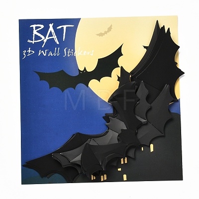 Halloween Theme PVC Plastic Artificial 3D Bat Decorations DIY-I072-01-1