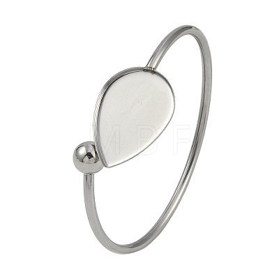 304 Stainless Steel Blank Bangle Bases with Teardrop Tray STAS-Z088-01P-02-1