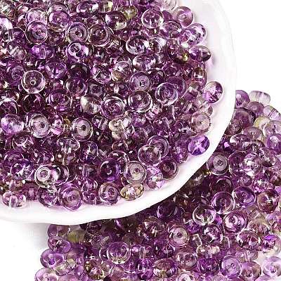 Spray Painted Transparent Glass Seed Beads SEED-T007-05G-1