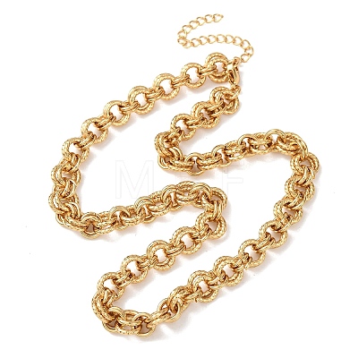 8MM 304 Stainless Steel Twisted Double Rolo Chain Necklaces for Women NJEW-G194-05G-02-1