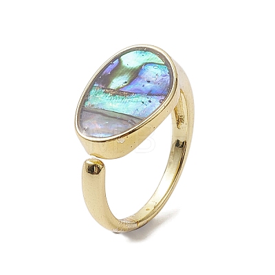 Brass with Abalone Shell Adjustable Rings RJEW-K257-53G-1