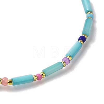 Shell & Porcelain Braided Bead Bracelets BJEW-C061-08-1