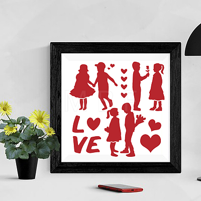 MAYJOYDIY US 1Pc Valentine's Day Couple PET Hollow Out Drawing Painting Stencils DIY-MA0003-04E-1
