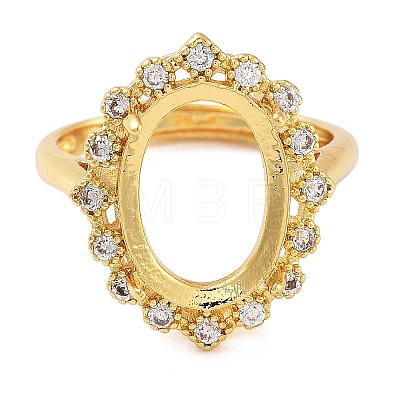 Rack Plating Oval Brass Micro Pave Cubic Zirconia Adjustable Ring Components KK-Q819-10G-1