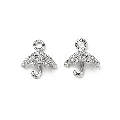 Brass Micro Pave Clear Cubic Zirconia Charms KK-P355-05P-1