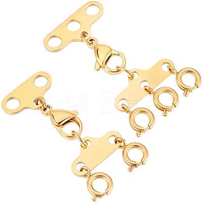 2Pcs 2 Styles Stainless Steel Necklace Layering Clasps FIND-BBC0005-10G-1