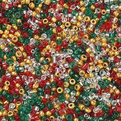 4 Colors Christmas 12/0 Glass Round Seed Beads SEED-X0058-01B-1