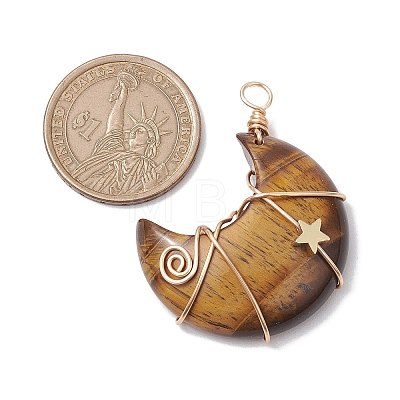 Natural Mixed Stone Copper Wire Wrapped Pendants PALLOY-JF02685-1