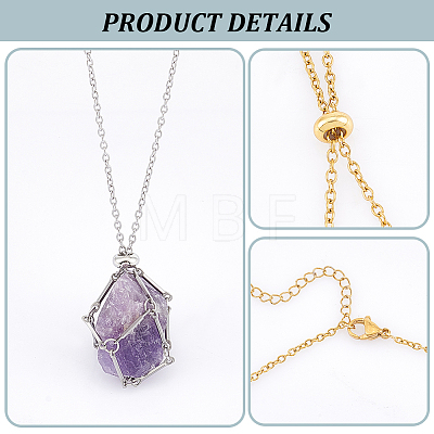 6Pcs 2 Colors Crystal Holder Cage Necklace NJEW-UN0001-48-1