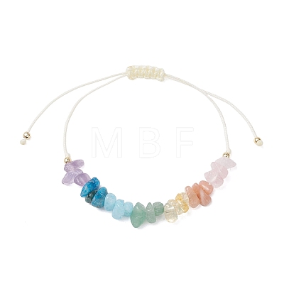 Chakra Natural Gemstone Chip Beads Braided Bead Bracelets BJEW-JB12885-1