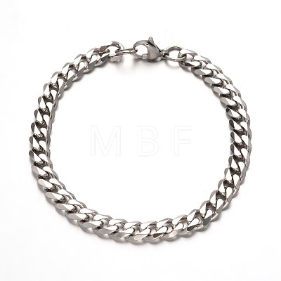 Trendy 304 Stainless Steel Curb Chain Bracelets BJEW-L510-16-1
