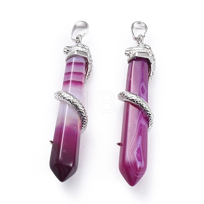 Natural Agate Big Pointed Pendants G-F696-B10-1