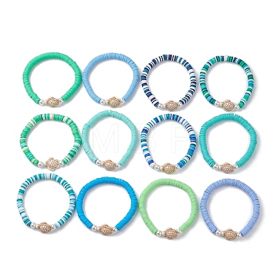 12Pcs 12 Style Synthetic Turquoise Tortoise Stretch Bracelets Set BJEW-JB10097-1