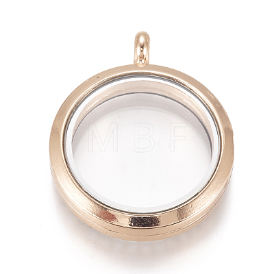 Flat Round Alloy Rhinestone Magnetic Locket Pendants PALLOY-WH0069-01-RG-1