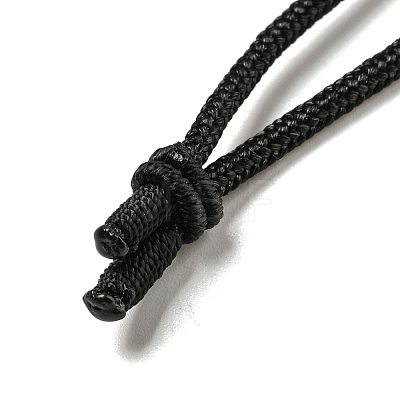 Natural Labradorite Conical Pendulum Pendant Necklace with Nylon Cord for Women NJEW-B106-01F-1