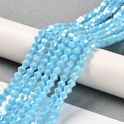 Opaque Solid Color Electroplate Glass Beads Strands EGLA-A039-P4mm-B12-1