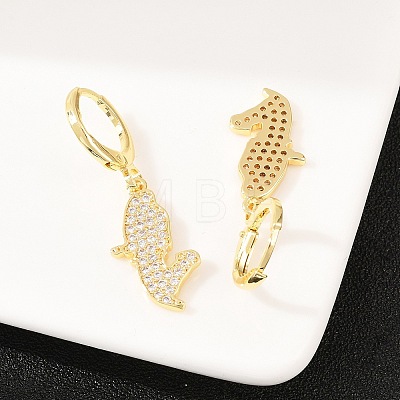 Nuggets Brass Micro Pave Clear Cubic Zirconia Leverback Earrings EJEW-H182-03G-1