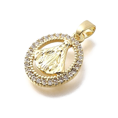 Brass Micro Pave Cubic Zirconia Pendants KK-P336-01D-G-1