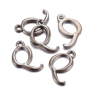 Gunmetal Plated Alloy Letter Pendants PALLOY-J718-01B-Q-1