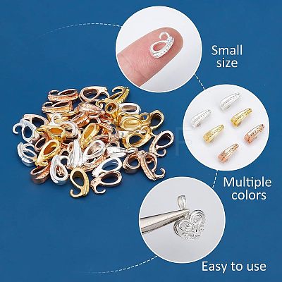 180Pcs 3 Colors Alloy Pendant Bails with Open Rings FIND-CA0004-98-1