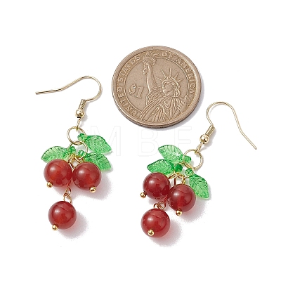 Natural Carnelian Grapes Dangle Earrings EJEW-JE05689-01-1