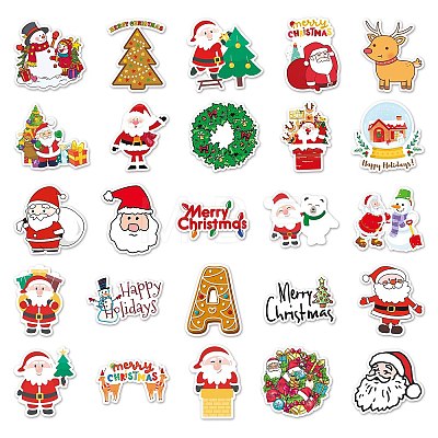 50Pcs Christmas PVC Self Adhesive Stickers XMAS-PW0001-187-1