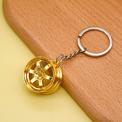 Alloy Imitation Tyre Keychain KEYC-PW0002-072B-1