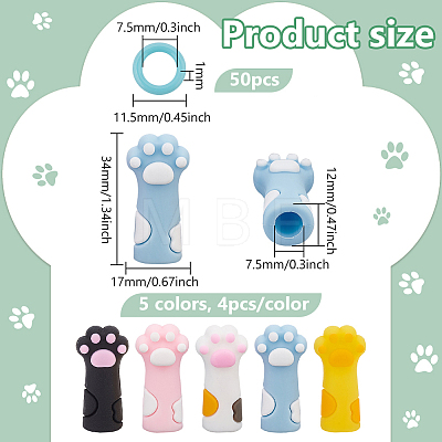BENECREAT Cat's Paw Cartoon Style Silicone Knitting Needle Point Protectors AJEW-BC0006-94-1