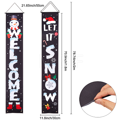 Polyester Hanging Sign for Home Office Front Door Porch Welcome Christmas Decorations AJEW-WH0129-51-1