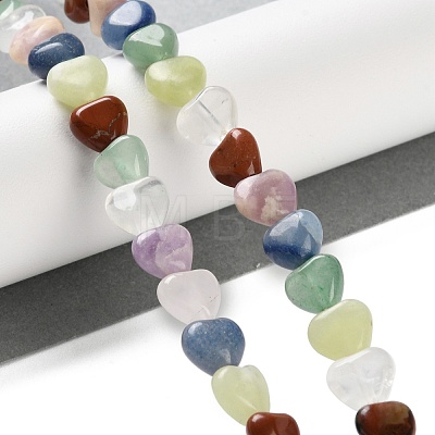 Natural Quartz Crystal & Red Jasper & Green Aventurine & Blue Aventurine & Lepidolite & Amethyst & Lemon Jade Beads Strands G-B022-39A-1