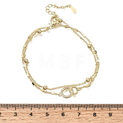 Brass Ring Link 2-Strand Bracelets KK-CBA103C-01G-1