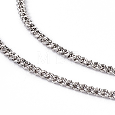 201 Stainless Steel Curb Chain Necklace for Men Women NJEW-P268-A37-1X5-1