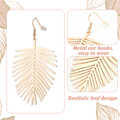 3 Pairs 3 Style Alloy Leaf Long Dangle Earrings for Women EJEW-AN0001-73-1