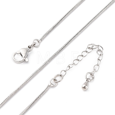 Brass Round Snake Chain Necklaces for Women NJEW-D302-15P-1