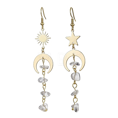 Moon & Sun & Star Brass Asymmetrical Earrings EJEW-JE05461-03-1