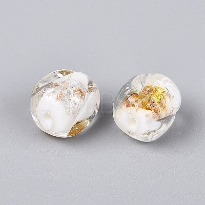 Handmade Gold & Silver Foil Glass Beads FOIL-Q003-01J-1