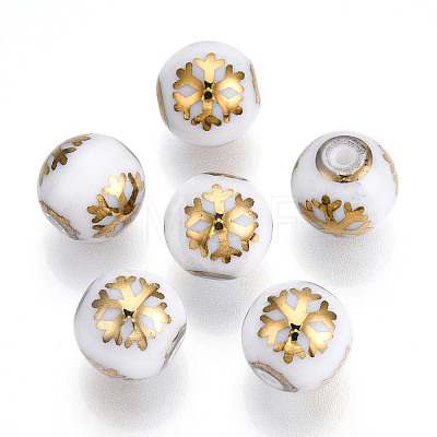 Christmas Opaque Glass Beads X-EGLA-R113-01C-1