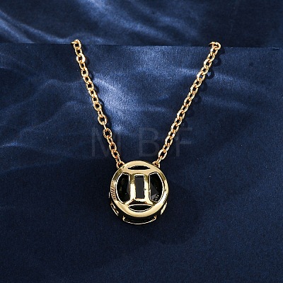 Brass Pave Cubic Zirconia Birth Stone Constellation Pendant Cable Chain Necklaces LS-NJEW-D334-01G-11-1