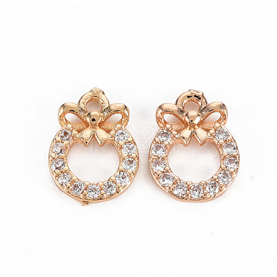 Rack Plating Brass Micro Pave Clear Cubic Zirconia Charms X-KK-T060-14-RS-1