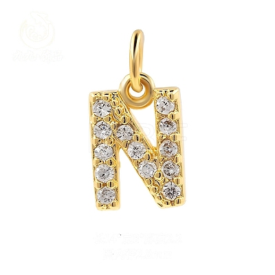 Brass Cubic Zirconia Pendants with Jump Rings FIND-PW0024-09N-1
