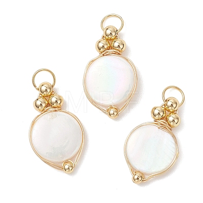 Natural White Shell Pendants PALLOY-JF04839-1