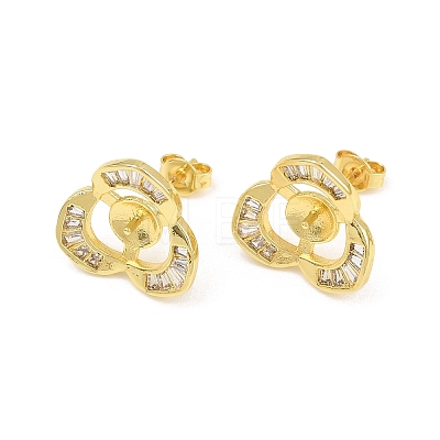 Brass Micro Pave Cubic Zirconia Stud Earring Finding CU-CBAA5EE-01G-1