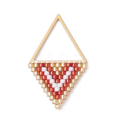 Glass Seed Beaded Rhombus Pendants PALLOY-MZ01085-1