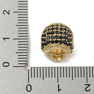 Brass Micro Pave Black Cubic Zirconia Beads ZIRC-P119-14G-02-1